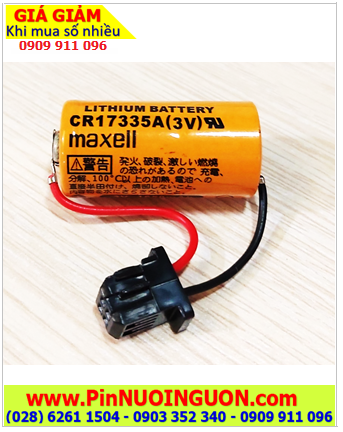 Maxell CR17335A (Zắc đen FANUC); Pin nuôi nguồn PLC Maxell CR17335A lithium 3V 2/3A 1650mAh chính hãng _Xuất xứ NHẬT 